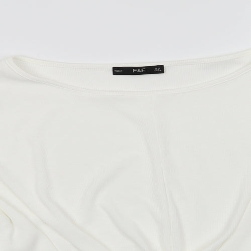 Florence and Fred Womens Ivory Round Neck  Polyester Pullover Jumper Size 12   - Twisted Hem Detail