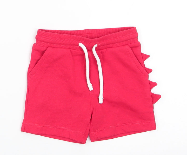 Matalan Boys Red  Cotton Sweatpants Trousers Size 9-12 Months   - Dinasour Fin like seam