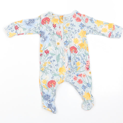 NEXT Girls Blue Floral Cotton Babygrow One-Piece Size 0-3 Months   - Spring Flower Print