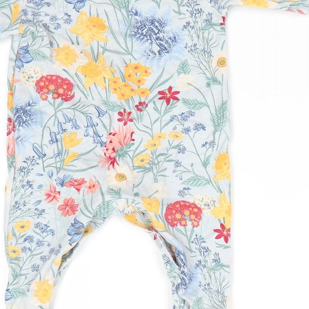 NEXT Girls Blue Floral Cotton Babygrow One-Piece Size 0-3 Months   - Spring Flower Print