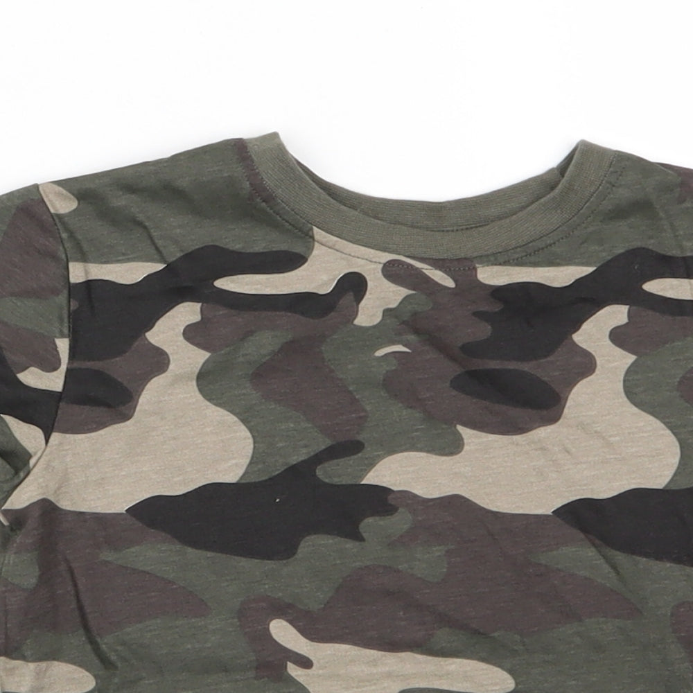 Primark Boys Green Camouflage Cotton Basic T-Shirt Size 18-24 Months Round Neck