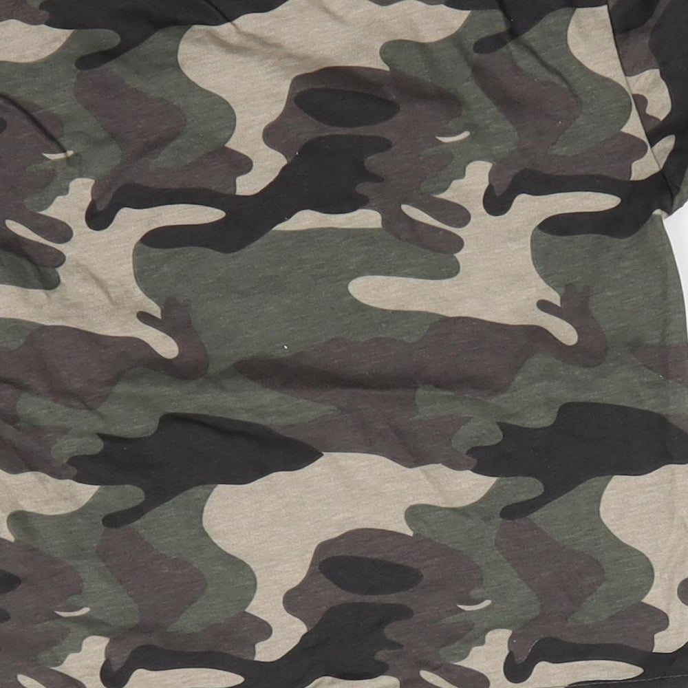 Primark Boys Green Camouflage Cotton Basic T-Shirt Size 18-24 Months Round Neck