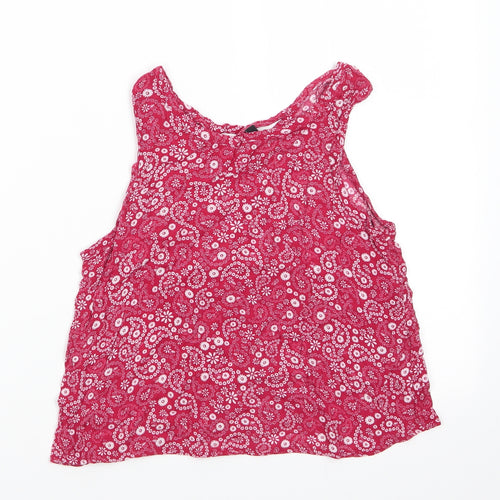 New Look 915 Generation Girls Red Floral Viscose Basic Blouse Size 13 Years Scoop Neck  - White flowers