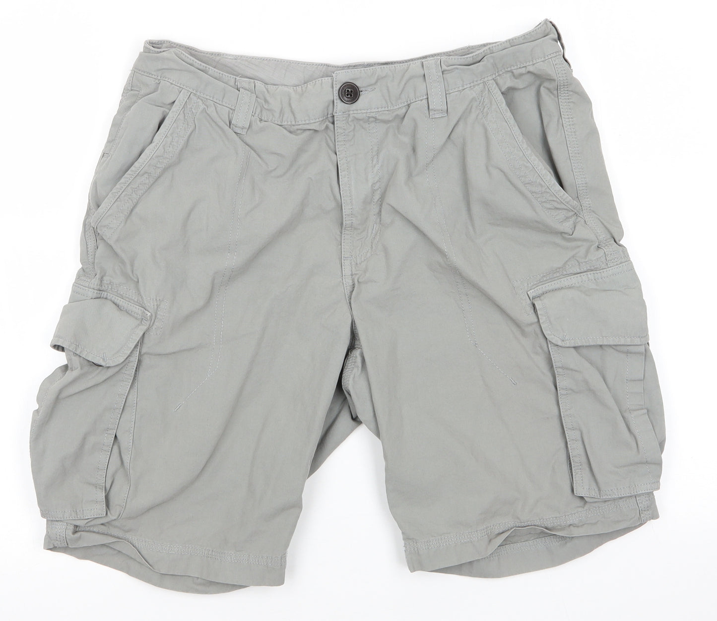 NEXT Mens Grey  Cotton Cargo Shorts Size 32 in L10 in Regular  - Pale grey