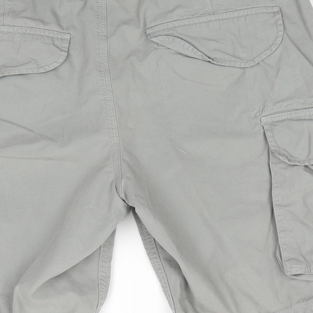 NEXT Mens Grey  Cotton Cargo Shorts Size 32 in L10 in Regular  - Pale grey