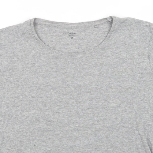 Pure Cotton Womens Grey  Cotton Basic T-Shirt Size 18 Crew Neck
