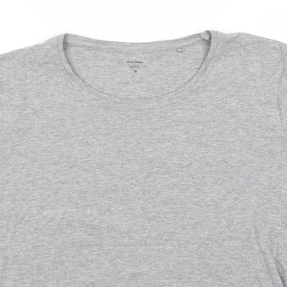 Pure Cotton Womens Grey  Cotton Basic T-Shirt Size 18 Crew Neck