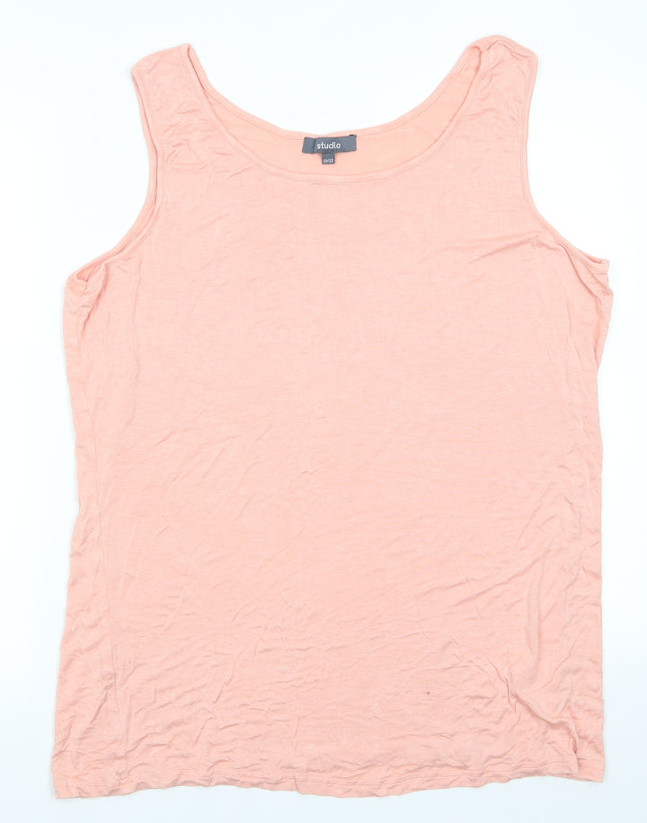 Studio Womens Orange  Viscose Basic Tank Size 20 Round Neck - Peach in Colour