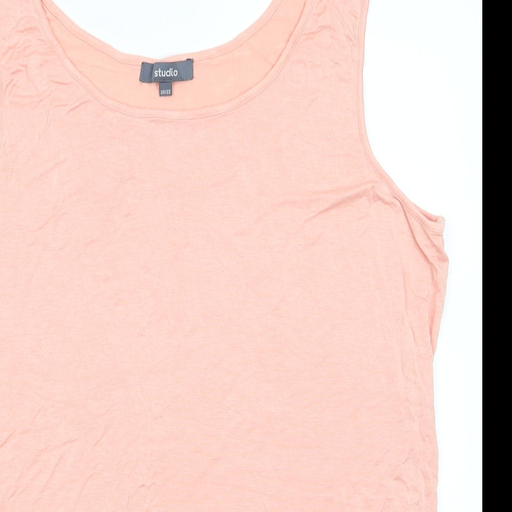 Studio Womens Orange  Viscose Basic Tank Size 20 Round Neck - Peach in Colour