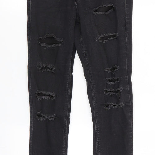 Topshop Mens Black  Cotton Skinny Jeans Size 26 in L26 in Regular