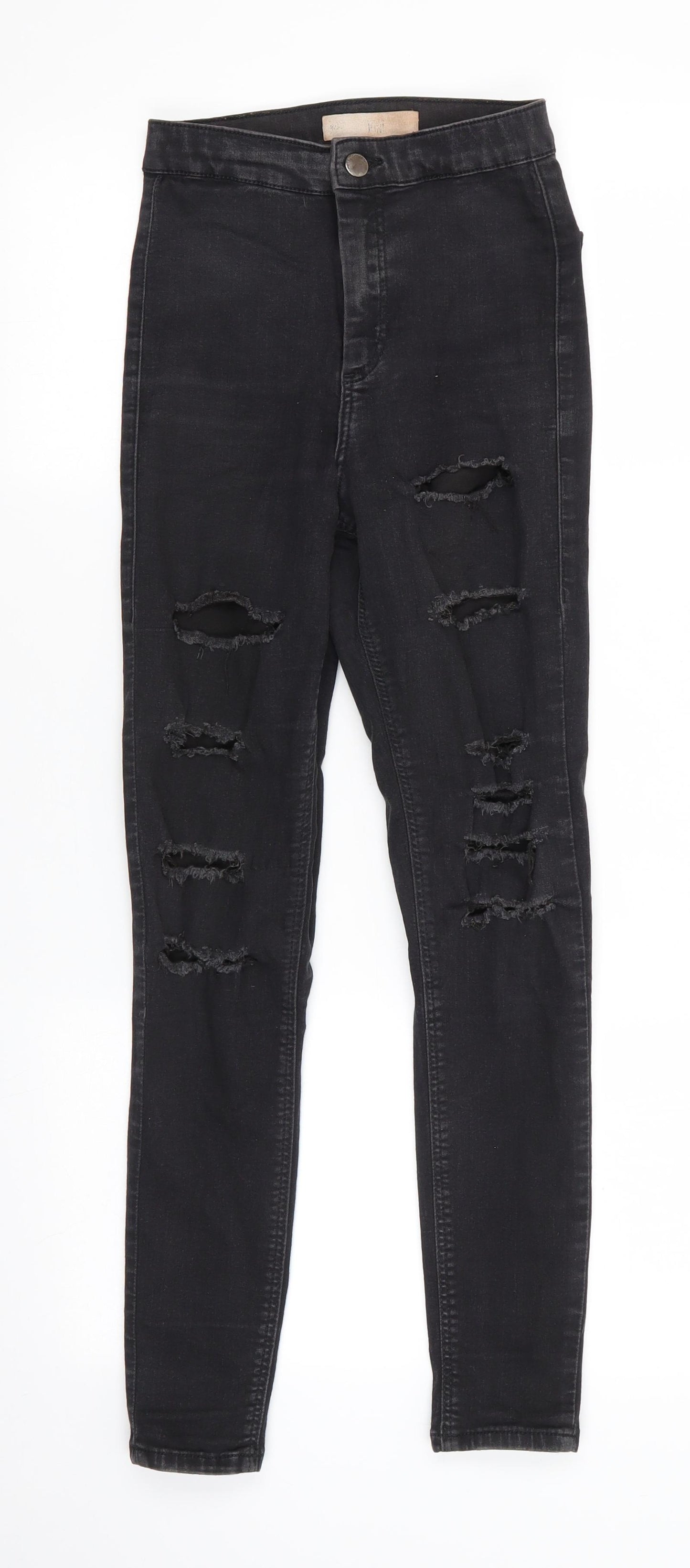 Topshop Mens Black  Cotton Skinny Jeans Size 26 in L26 in Regular