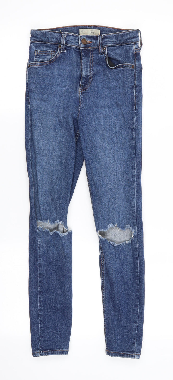 Topshop Mens Blue  Cotton Skinny Jeans Size 26 in L24 in Regular  - cropped