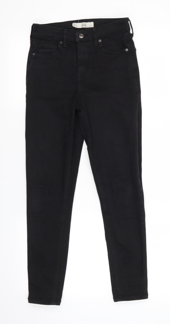 Topshop Mens Black  Cotton Skinny Jeans Size 26 in L25 in Regular  - cropped