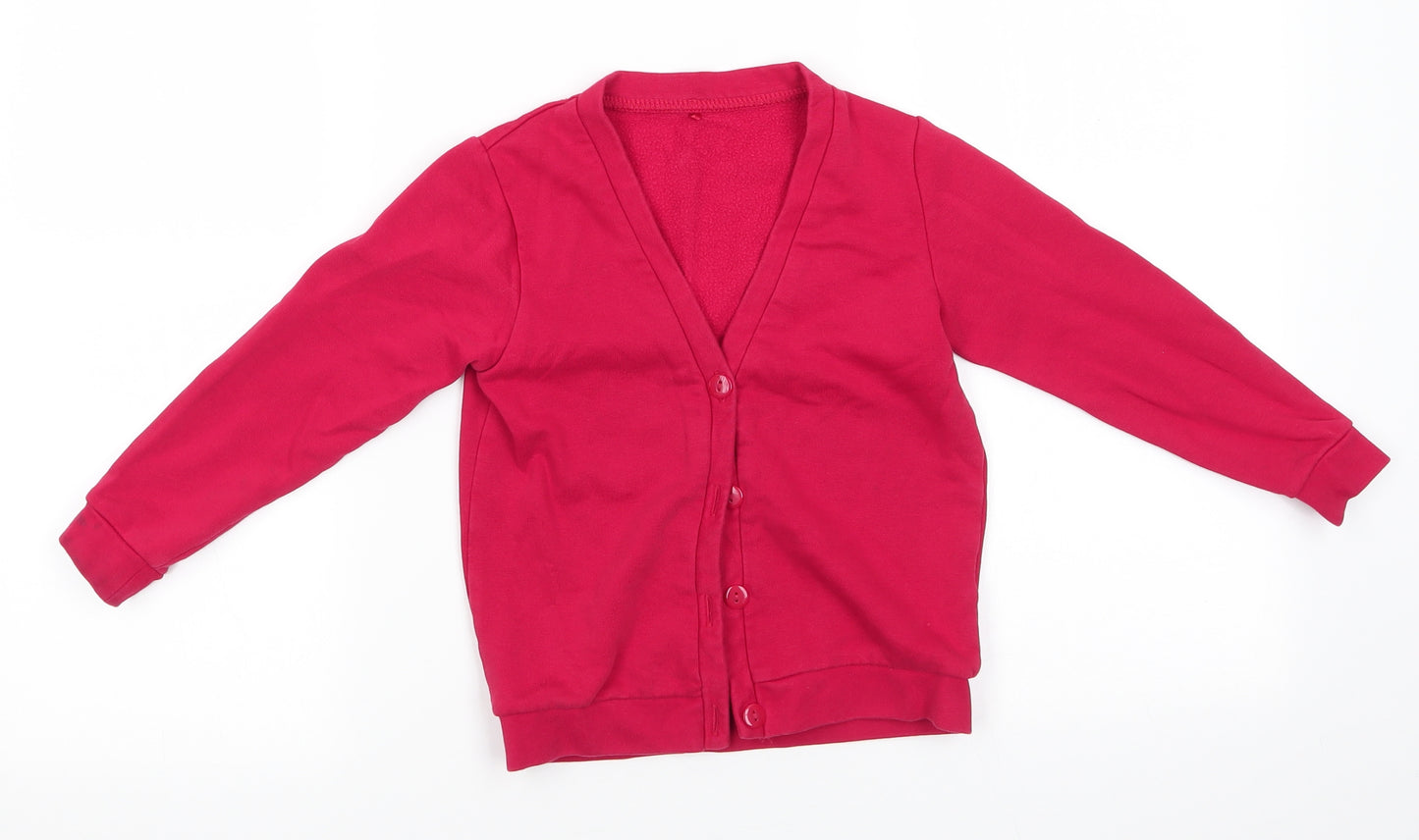 George Girls Red V-Neck  Cotton Cardigan Jumper Size 4-5 Years   - School Cardigan
