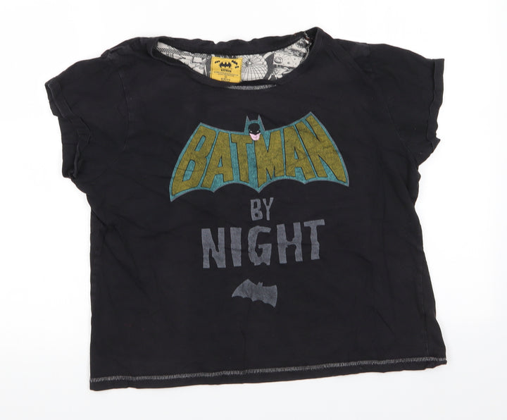 Love to Lounge Womens Black Animal Print Cotton Pyjama Top Size M - Batman by Night