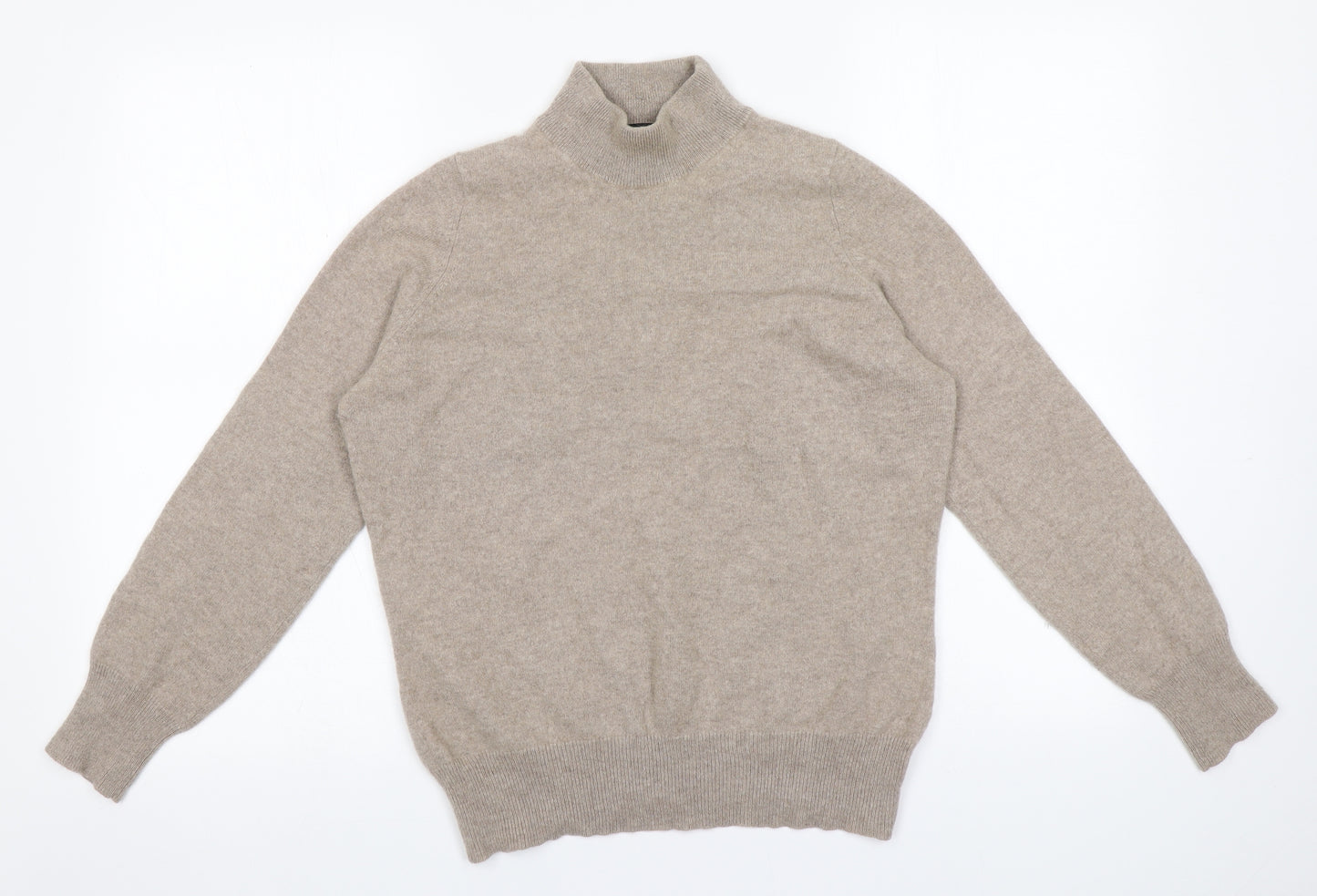 Marks and Spencer Womens Beige High Neck  Cashmere Pullover Jumper Size 14