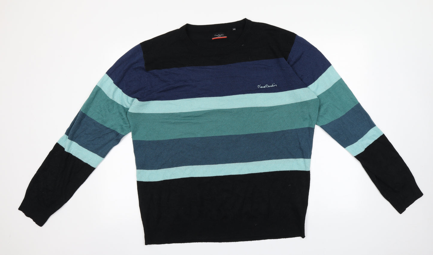 Pierre Cardin Mens Blue Round Neck  Acrylic Pullover Jumper Size 2XL