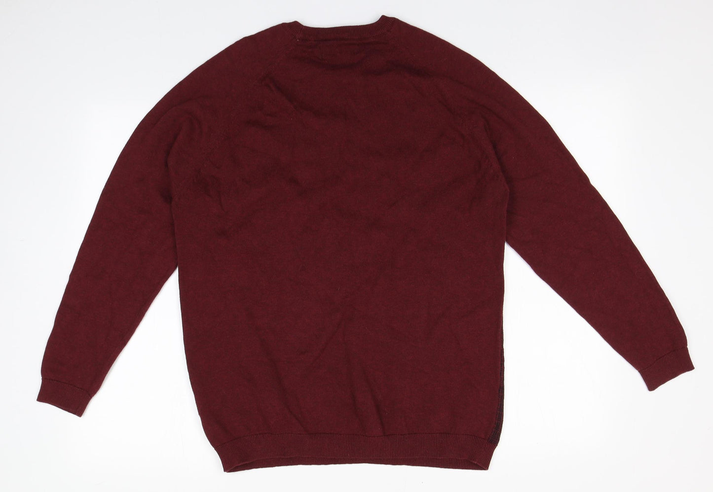Easy Mens Red Round Neck  Cotton Pullover Jumper Size M