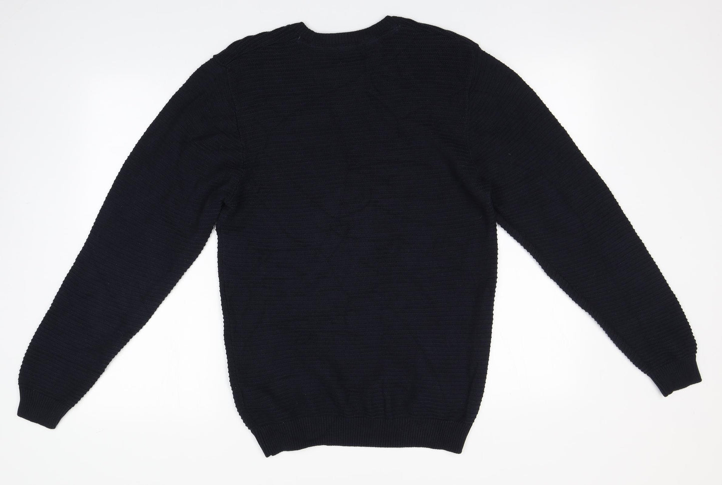 Marks and Spencer Mens Blue Round Neck  Cotton Pullover Jumper Size M