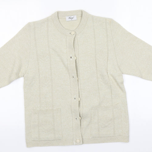 GAZE Womens Beige Round Neck   Cardigan Jumper Size S