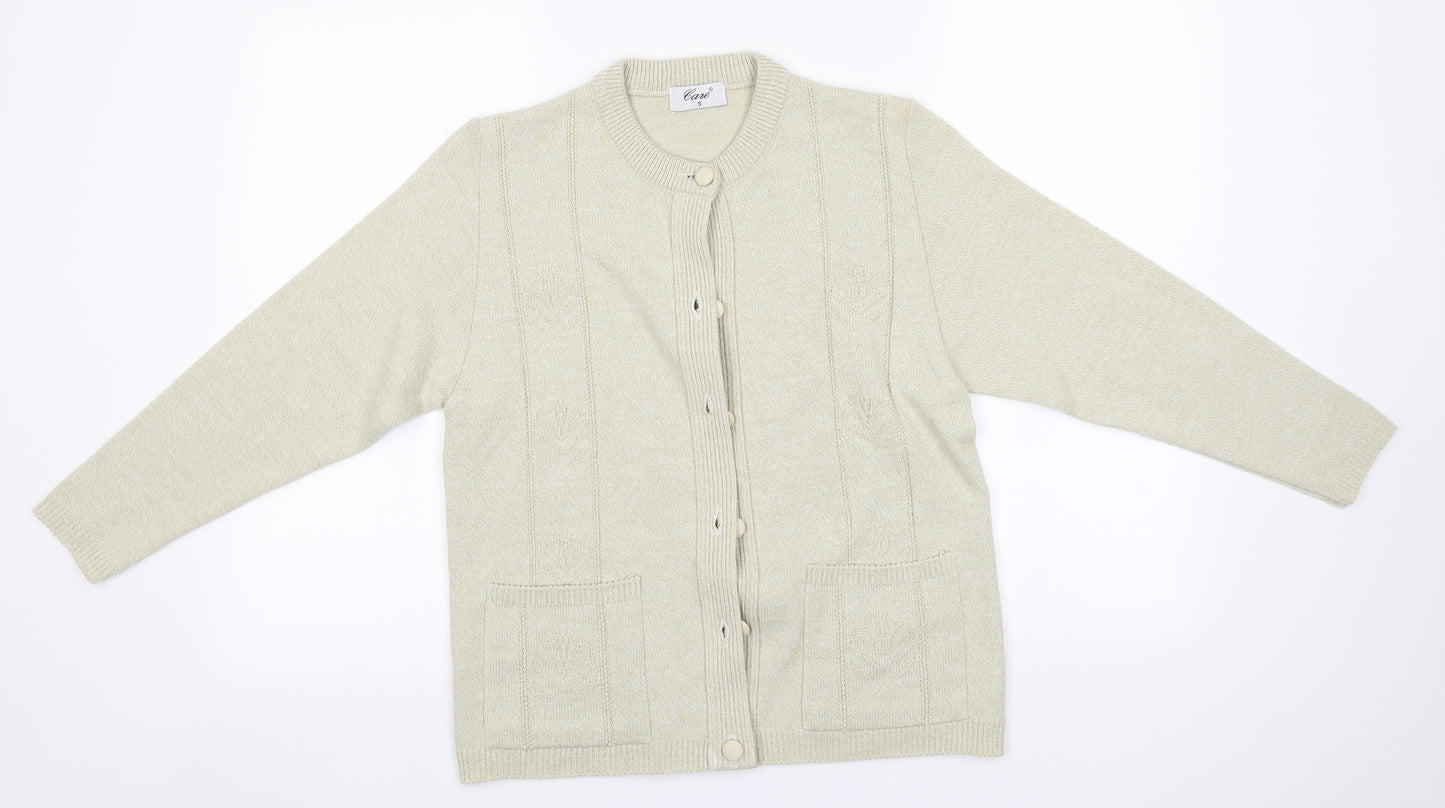GAZE Womens Beige Round Neck   Cardigan Jumper Size S