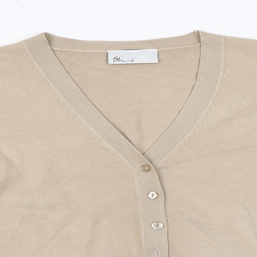 BHS Womens Beige V-Neck  Acrylic Cardigan Jumper Size 12