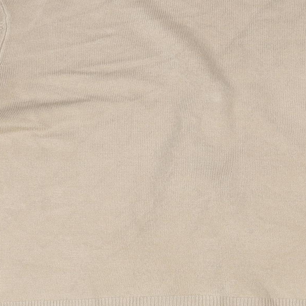 BHS Womens Beige V-Neck  Acrylic Cardigan Jumper Size 12