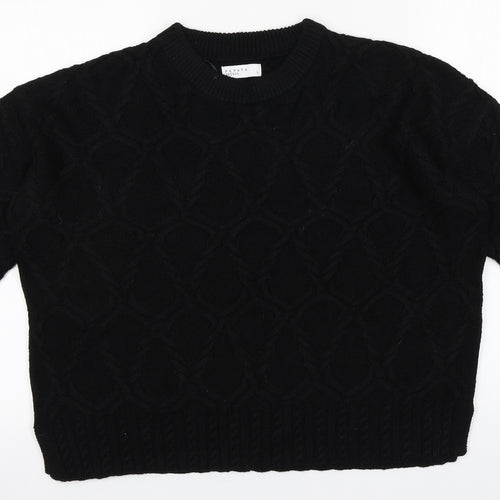 Papaya Womens Black Round Neck  Acrylic Pullover Jumper Size L