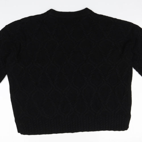 Papaya Womens Black Round Neck  Acrylic Pullover Jumper Size L