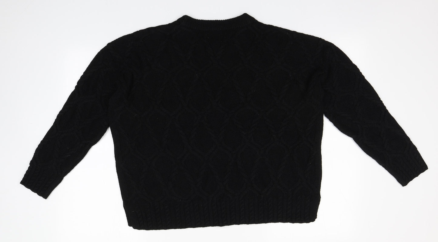 Papaya Womens Black Round Neck  Acrylic Pullover Jumper Size L