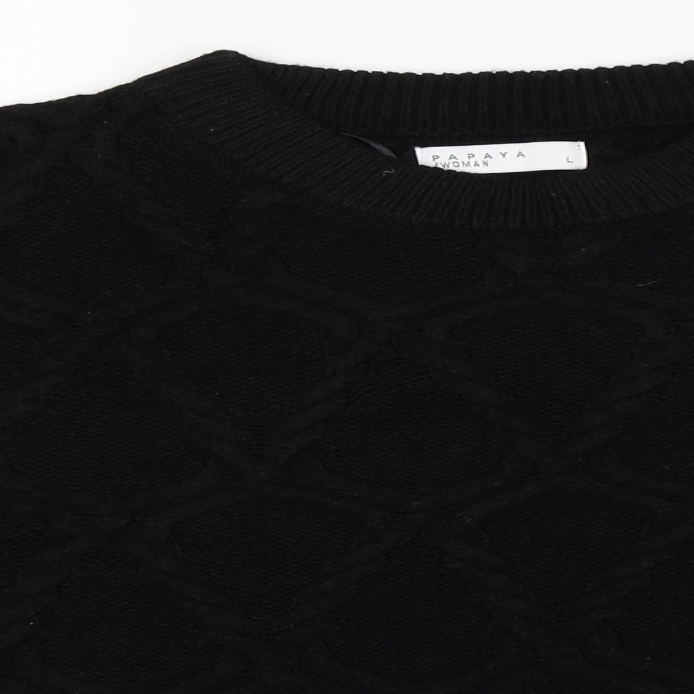 Papaya Womens Black Round Neck  Acrylic Pullover Jumper Size L