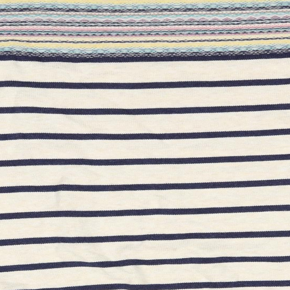 Indigo Womens Ivory Round Neck Striped Cotton Pullover Jumper Size 16