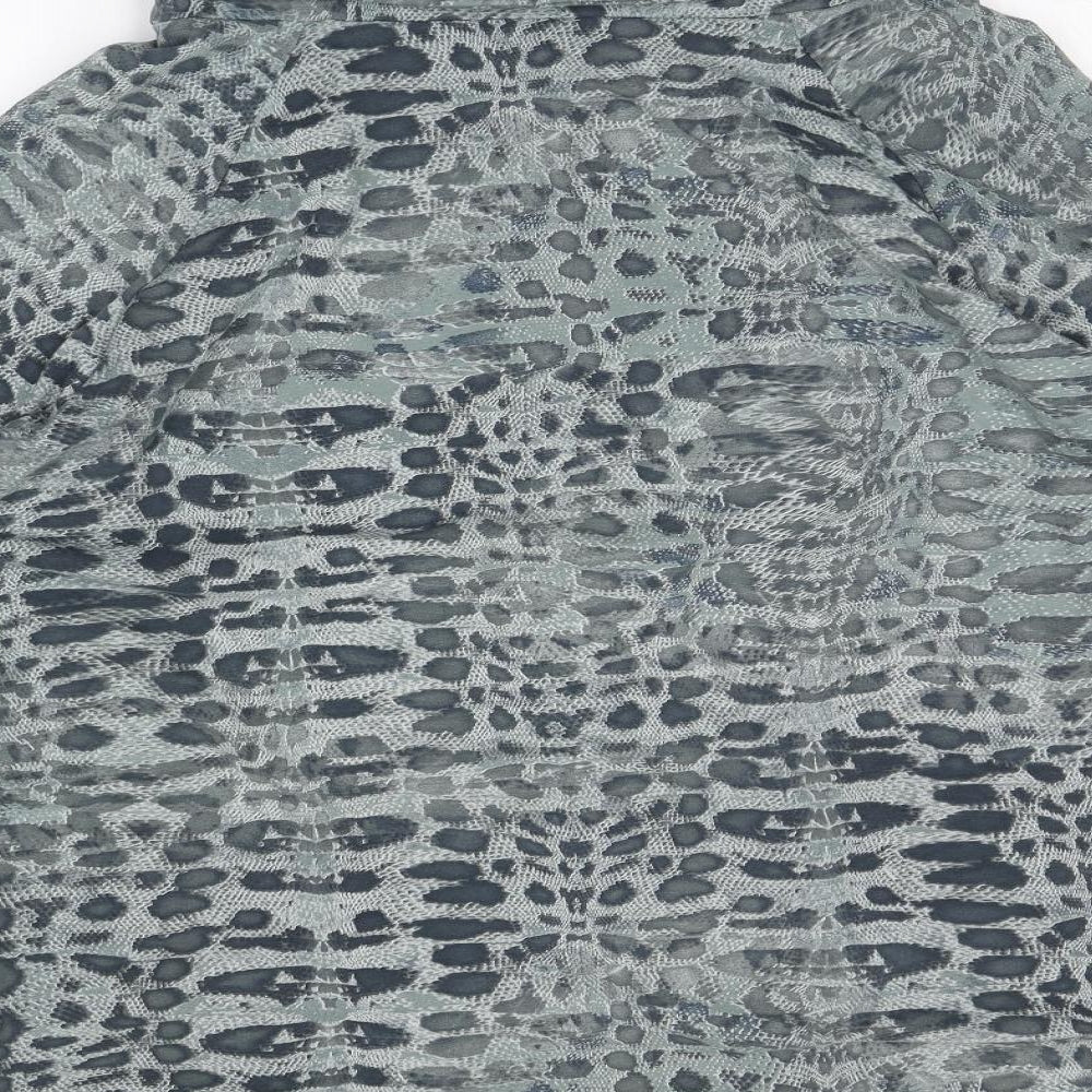Made in Italy Womens Grey Roll Neck Animal Print Cotton Pullover Jumper