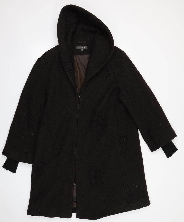 EVELIN BRANDT Womens Brown Overcoat Coat Size 10