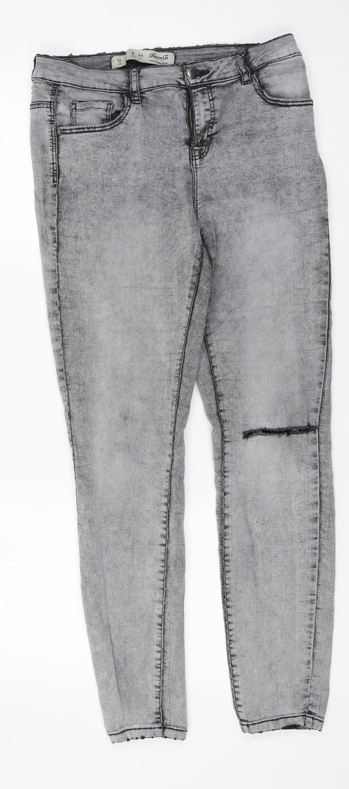 Denim & Co. Womens Grey Cotton Trousers Size 12 L28 in Regular