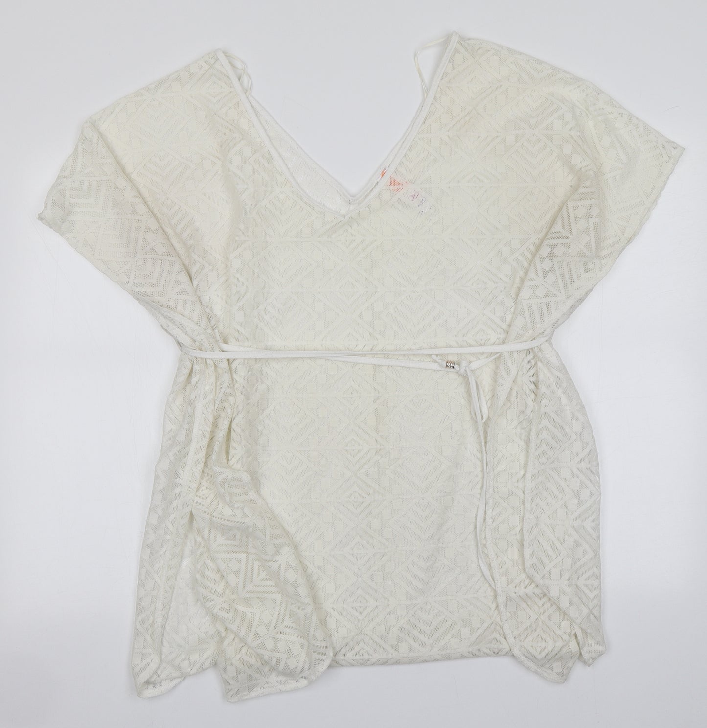 Ocean Club Womens White  Polyester Basic Blouse Size 14 V-Neck