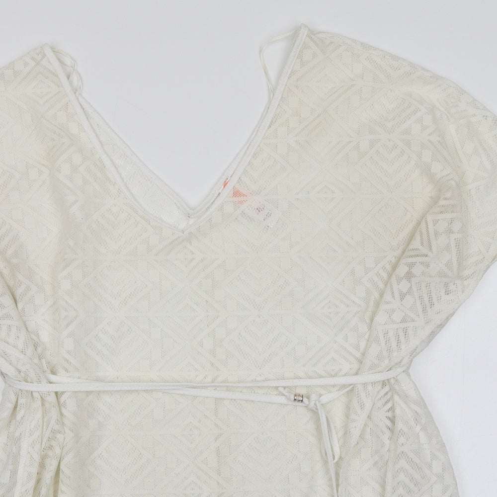 Ocean Club Womens White  Polyester Basic Blouse Size 14 V-Neck