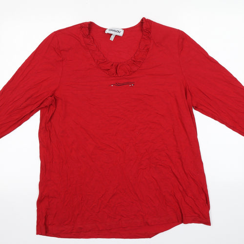CHALOU Womens Red  Viscose Basic T-Shirt Size 18 Round Neck