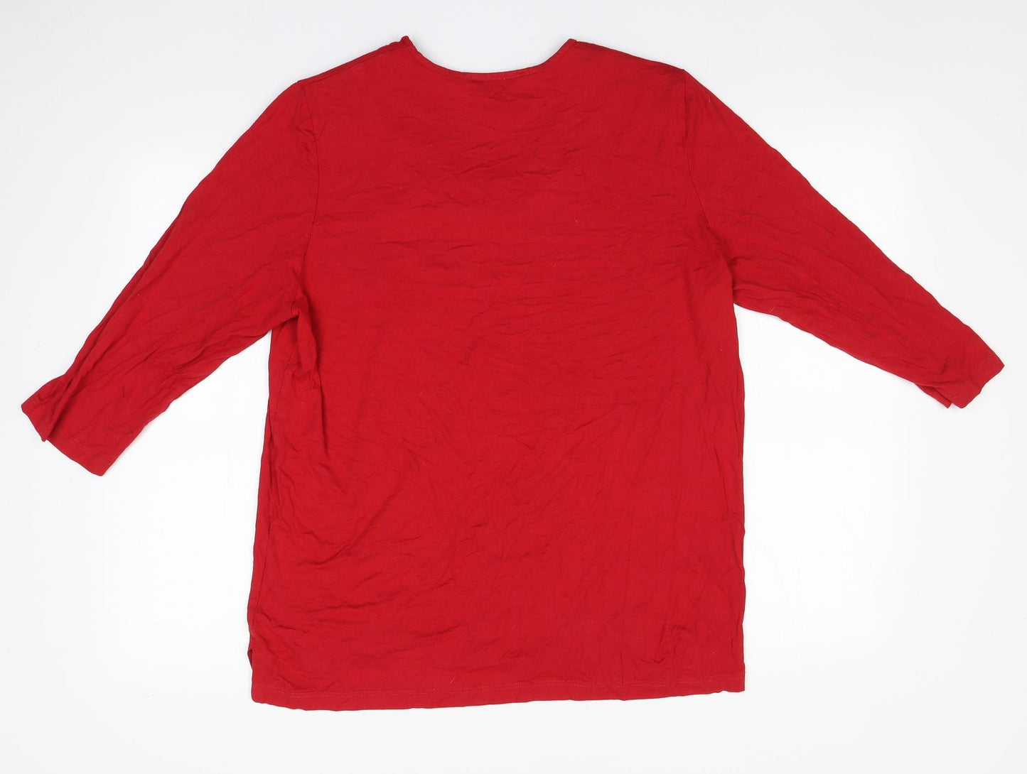 CHALOU Womens Red  Viscose Basic T-Shirt Size 18 Round Neck