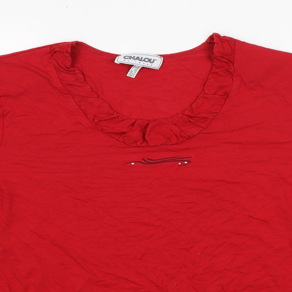 CHALOU Womens Red  Viscose Basic T-Shirt Size 18 Round Neck