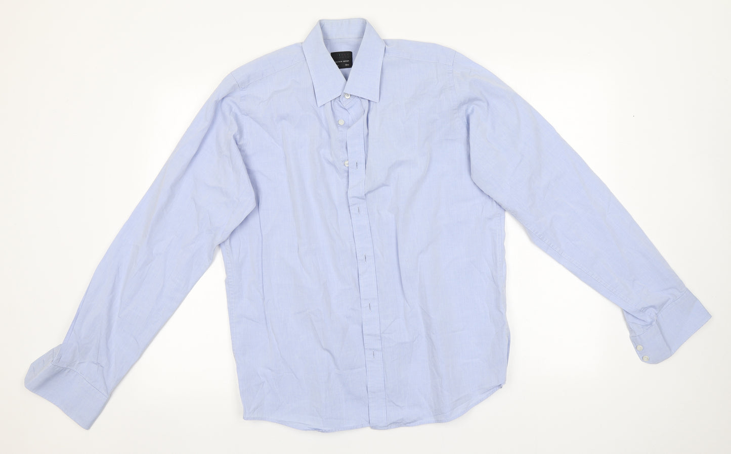 Preworn Mens Blue  Cotton  Button-Up Size 16 Collared