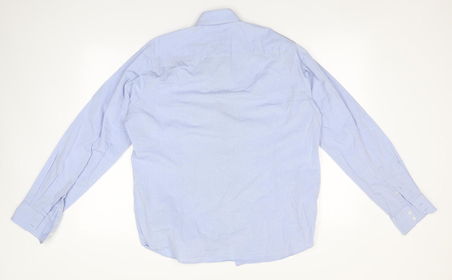 Preworn Mens Blue  Cotton  Button-Up Size 16 Collared