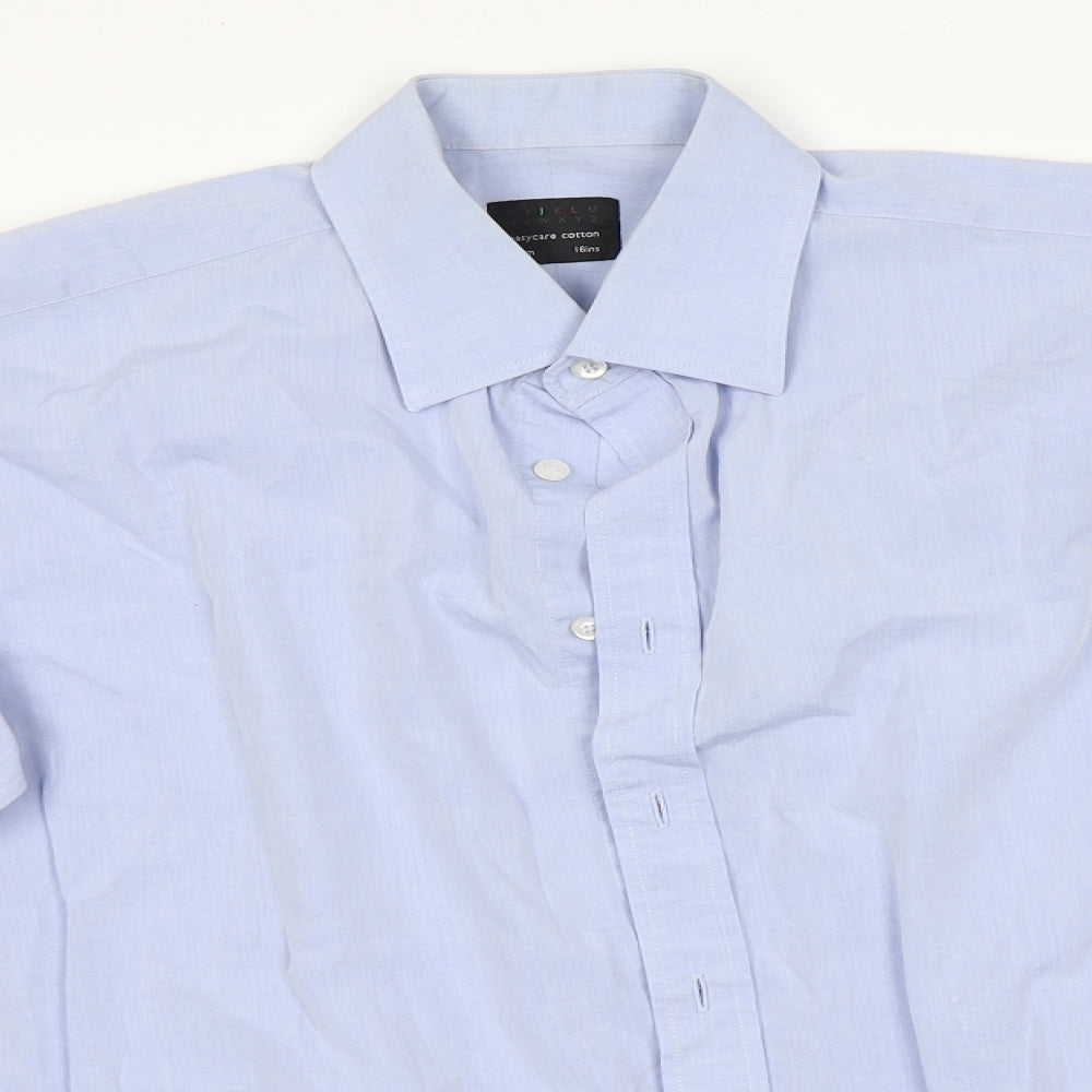 Preworn Mens Blue  Cotton  Button-Up Size 16 Collared