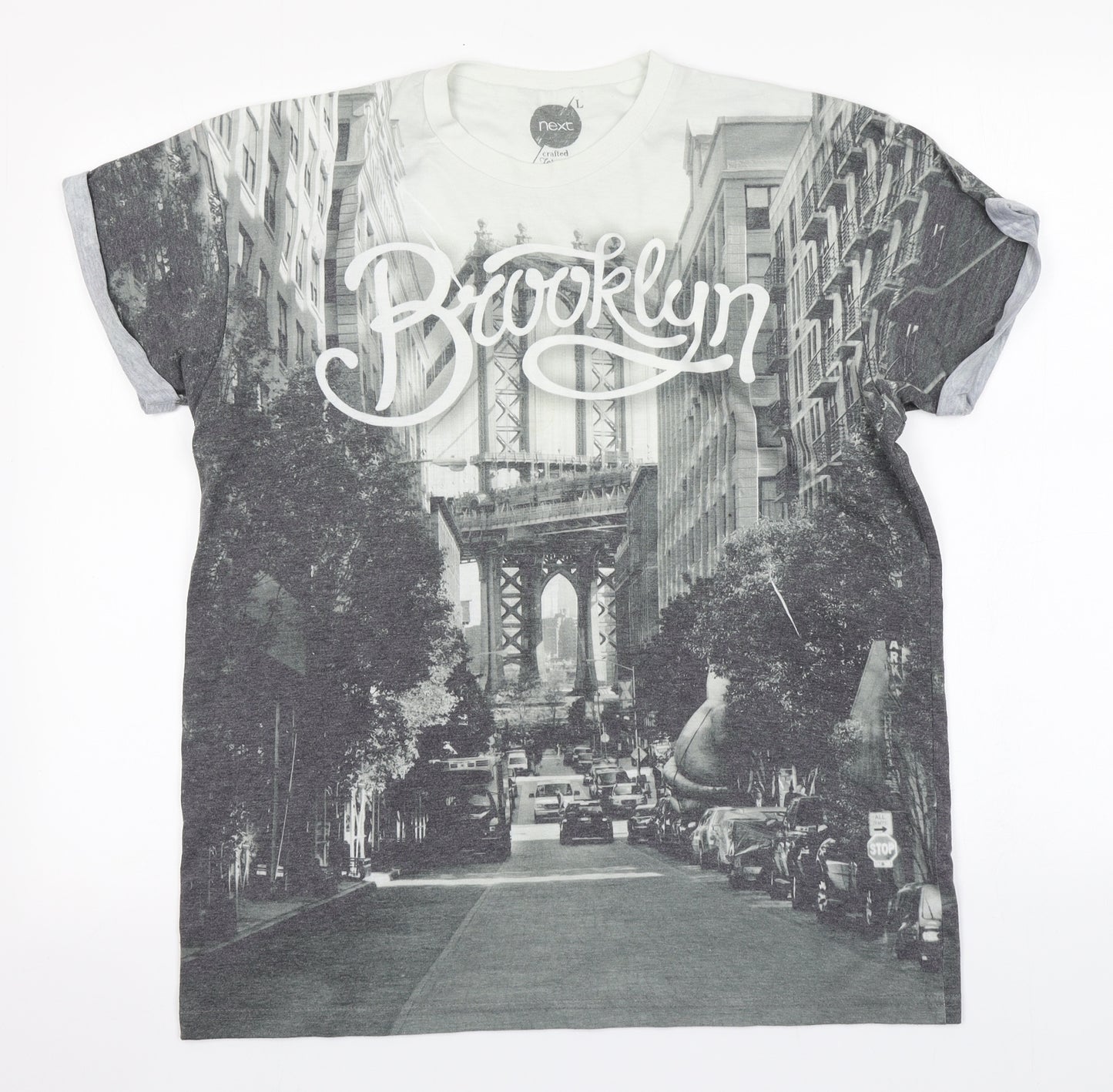 NEXT Mens Grey  Polyester  T-Shirt Size L Round Neck  - Brooklyn