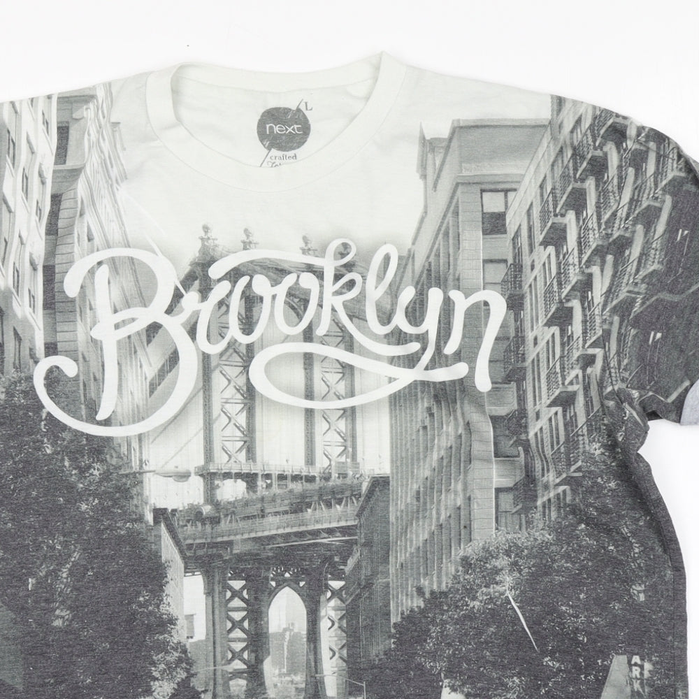 NEXT Mens Grey  Polyester  T-Shirt Size L Round Neck  - Brooklyn