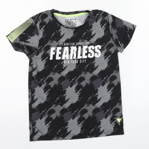 Matalan Boys Grey Camouflage Polyester Basic T-Shirt Size 9 Years Round Neck