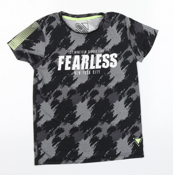 Matalan Boys Grey Camouflage Polyester Basic T-Shirt Size 9 Years Round Neck