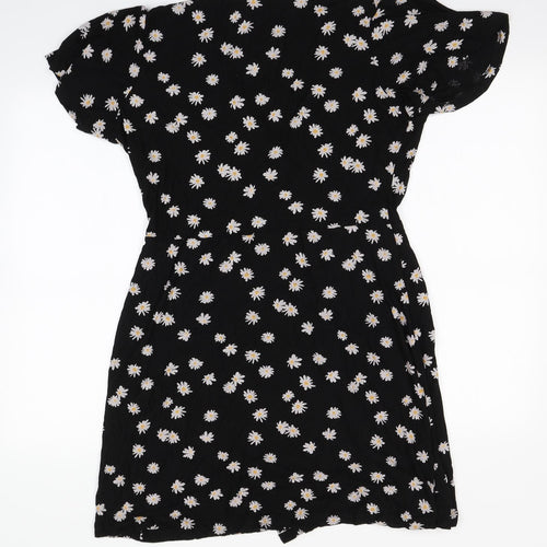 NEXT Womens Black Floral Viscose A-Line  Size 16  V-Neck