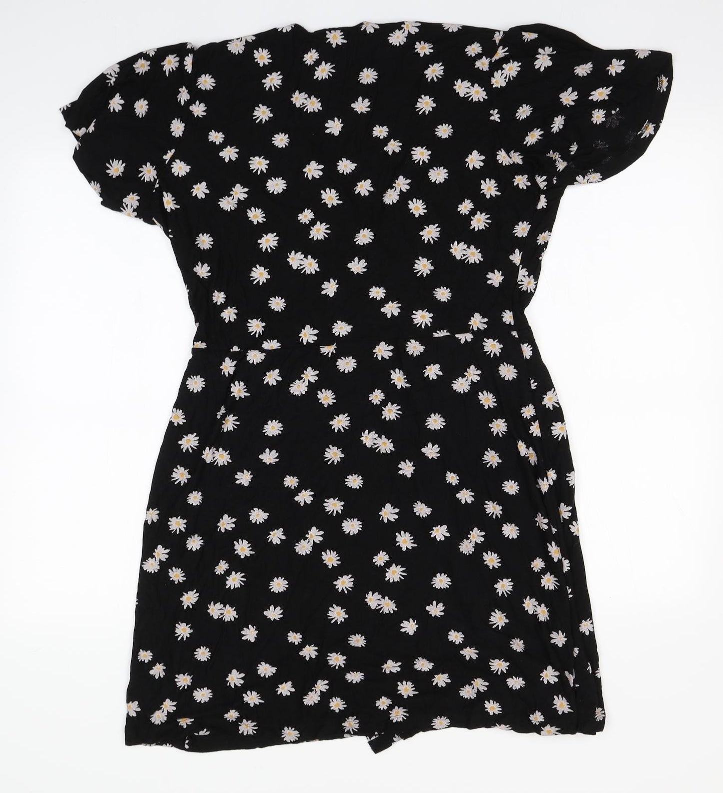 NEXT Womens Black Floral Viscose A-Line  Size 16  V-Neck