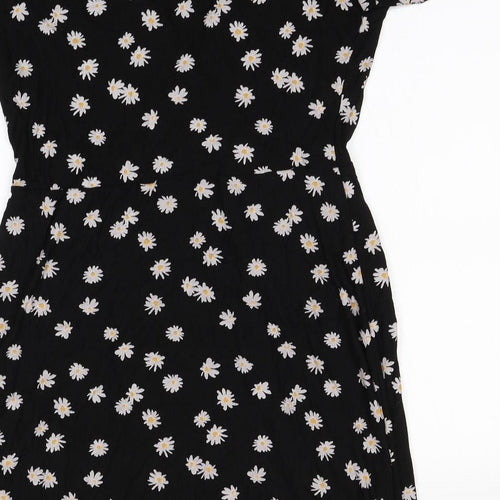 NEXT Womens Black Floral Viscose A-Line  Size 16  V-Neck